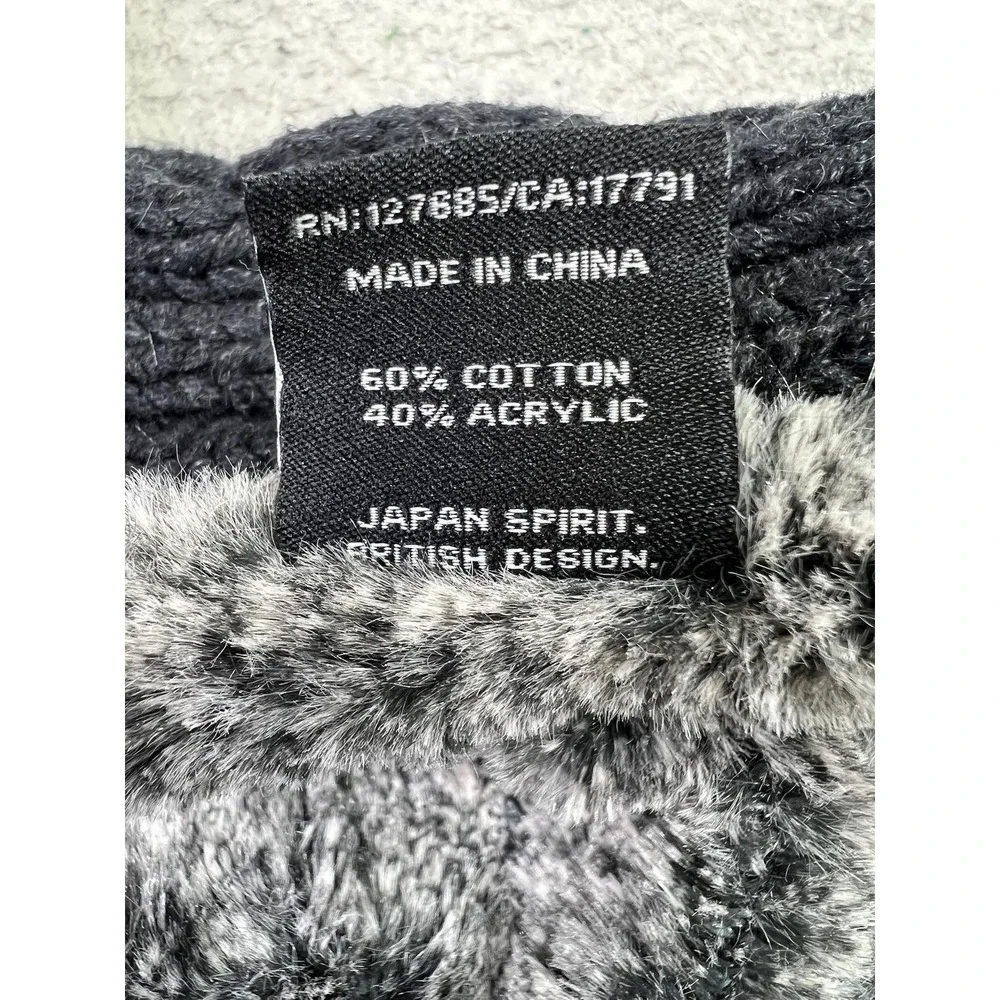 Superdry Blacklabel Scarf Mens One Size Cable Knit Faux Fur Snood Neck Warmer